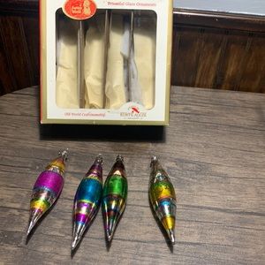 Set of 4 vintage 5.5 inch multi colored ornaments